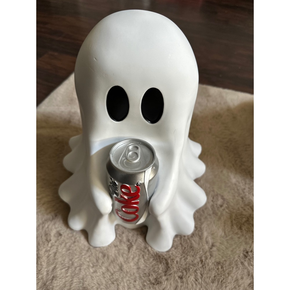 Halloween Ghost Figurine Holding Diet Coke Can White Spooky Soda Decor Figurine